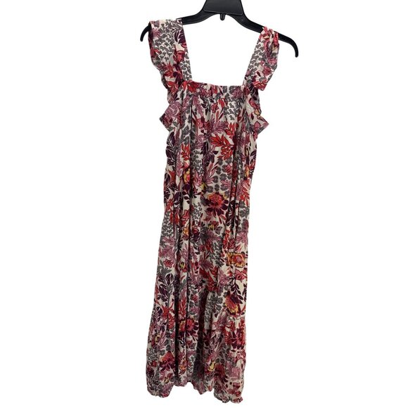 Knox Rose Floral Maxi Dress Small Pink Flutter Sleeves Boho Ruffle Cottagecore - Picture 5 of 8